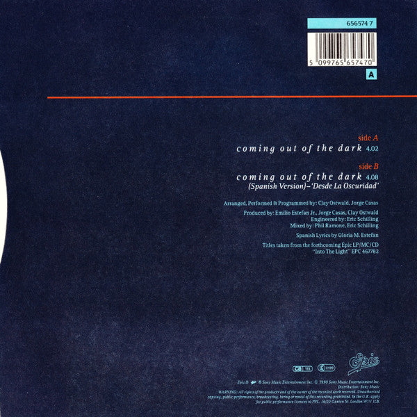 Gloria Estefan - Coming Out Of The Dark - Used Vinyl Record 7" image 2
