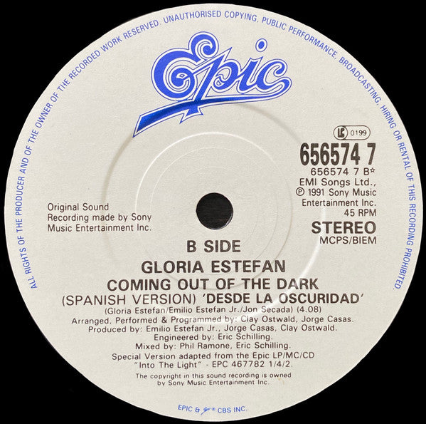 Gloria Estefan - Coming Out Of The Dark - Used Vinyl Record 7" image 4