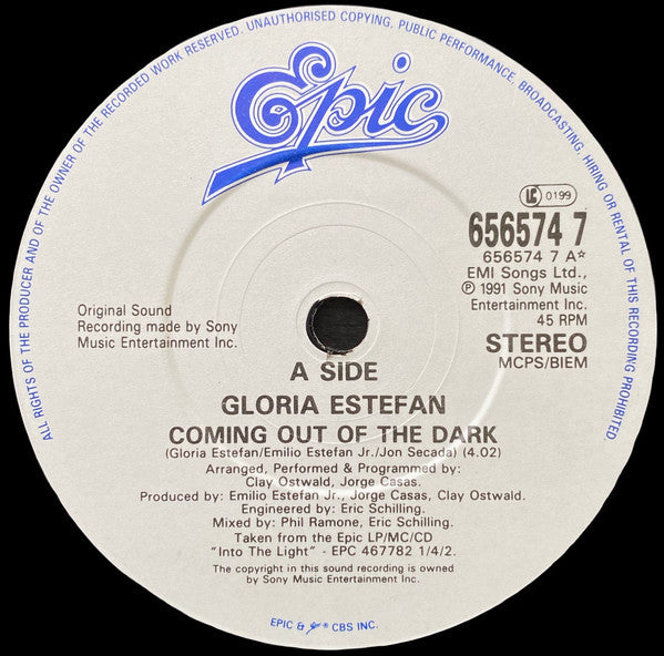 Gloria Estefan - Coming Out Of The Dark - Used Vinyl Record 7" image 7