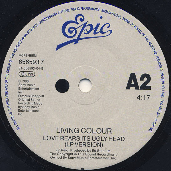 Living Colour - Love Rears It's Ugly Head - Used Vinyl Record 7" image 4
