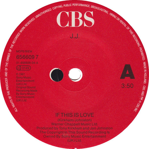 J.J. - If This Is Love - Used Vinyl Record 7" image 3