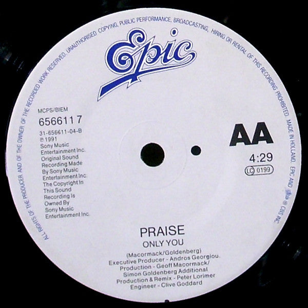 Praise - Only You - Used Vinyl Record 7" image 4