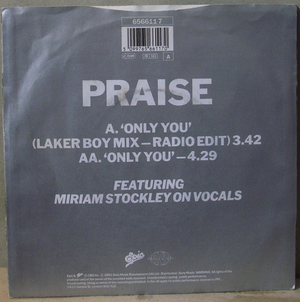 Praise - Only You - Used Vinyl Record 7" image 7