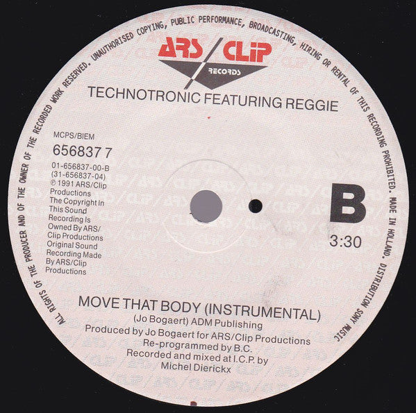 Technotronic - Move That Body - Used Vinyl Record 7" image 4