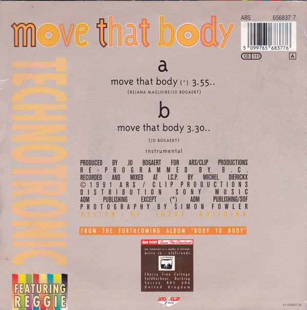 Technotronic - Move That Body - Used Vinyl Record 7" image 6