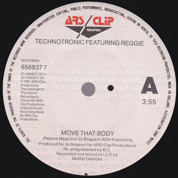 Technotronic - Move That Body - Used Vinyl Record 7" image 7