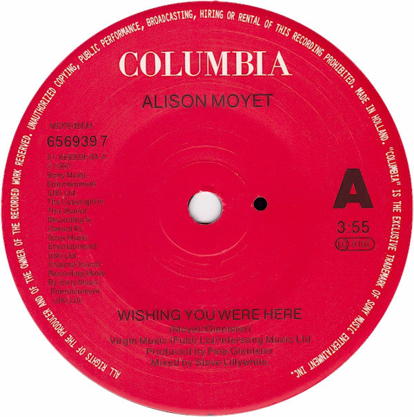 Alison Moyet - Wishing You Were Here - Used Vinyl Record 7" image 7