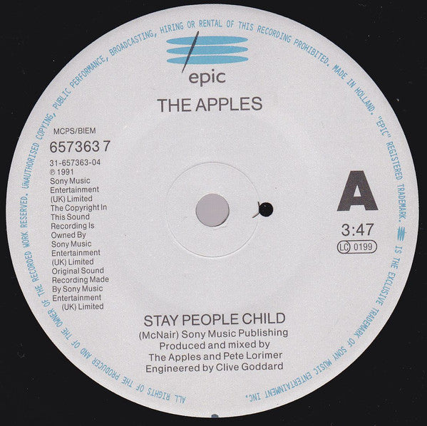 Apples - Stay People Child - Used Vinyl Record 7" image 3