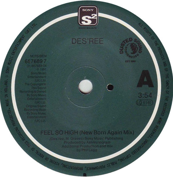 Des'ree - Feel So High - Used Vinyl Record 7" image 3