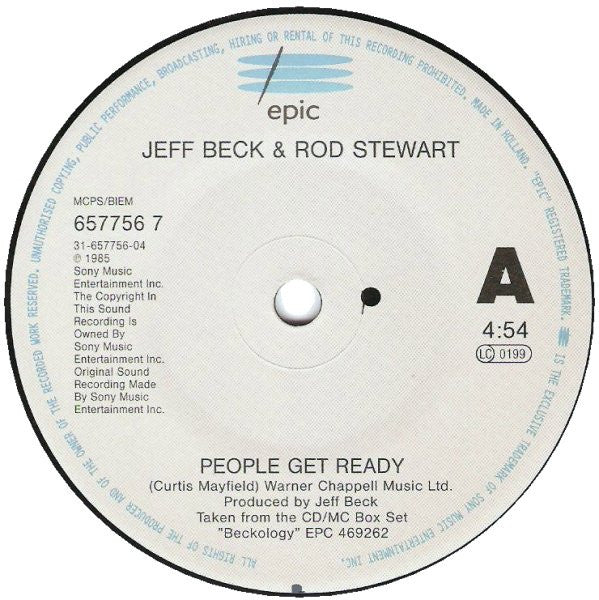 Jeff Beck - People Get Ready - Used Vinyl Record 7" image 3