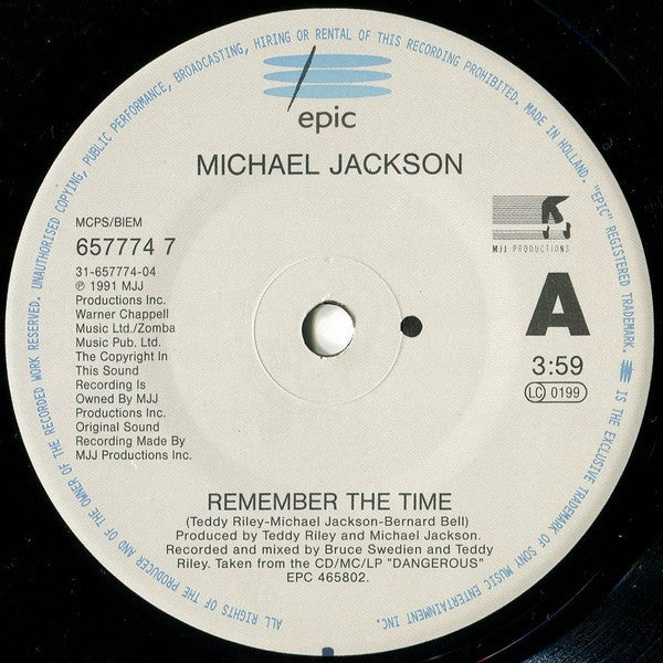 Michael Jackson - Remember The Time - Used Vinyl Record 7" image 3