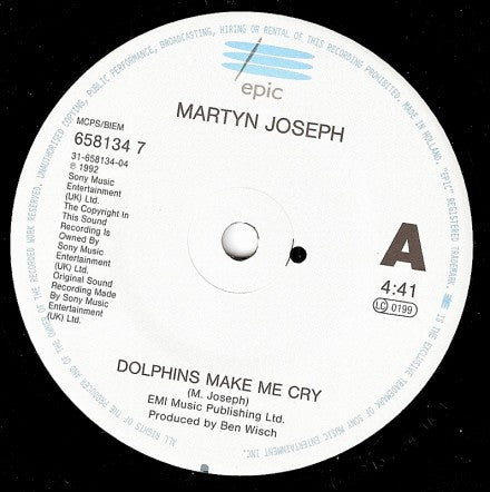 Martyn Joseph - Dolphins Make Me Cry - Used Vinyl Record 7" image 3