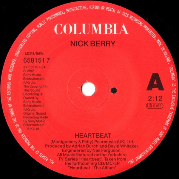 Nick Berry - Heartbeat - Used Vinyl Record 7" image 7