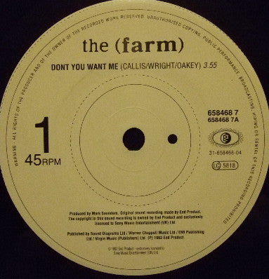 Farm - Don't You Want Me - Used Vinyl Record 7" image 3
