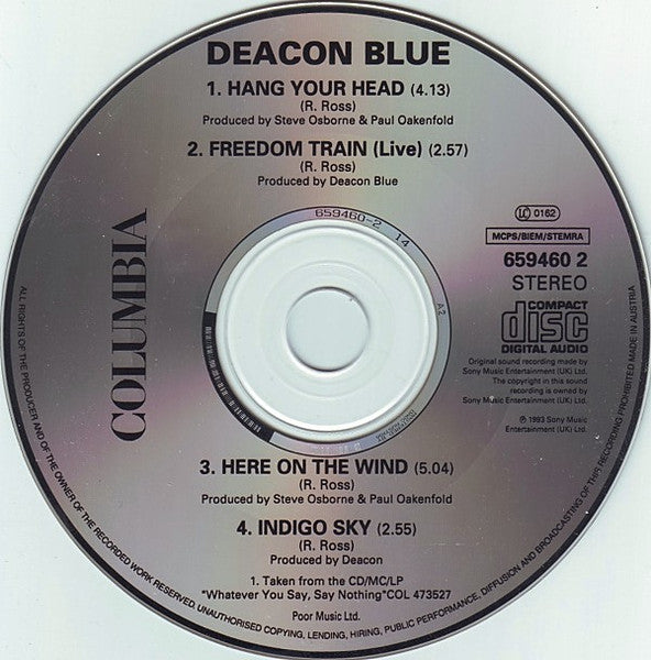 Deacon Blue - Hang Your Head - Used CD image 8