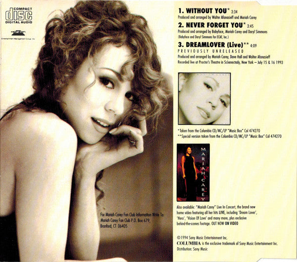 Mariah Carey - Without You & Never Forget You - Used CD image 2