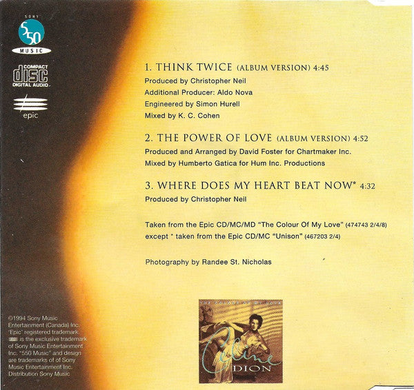 Celine Dion - Think Twice - Used CD image 3