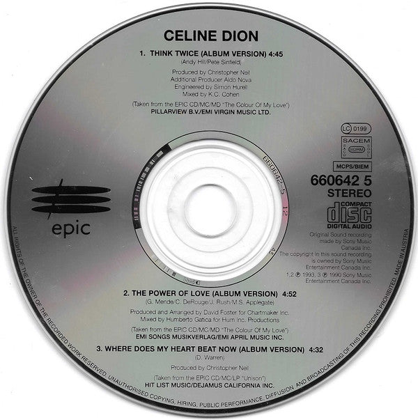 Celine Dion - Think Twice - Used CD image 4