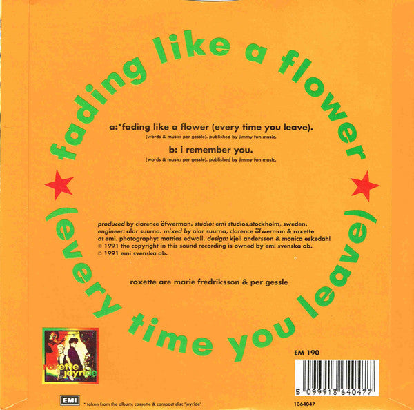 Roxette - Fading Like A Flower (Every Time You Leave) - Used Vinyl Re image 2