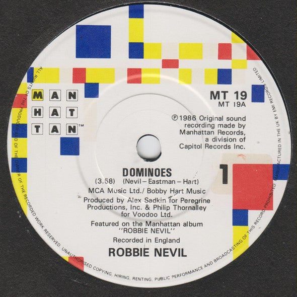 Robbie Nevil - Dominoes - Used Vinyl Record 7" image 3