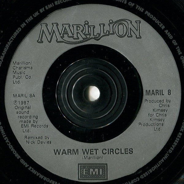Marillion - Warm Wet Circles (Remix) - Used Vinyl Record 7" image 3