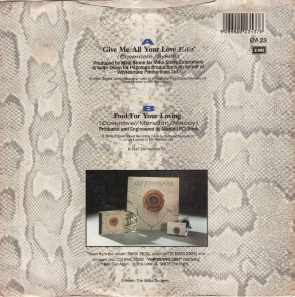 Whitesnake - Give Me All Your Love - Used Vinyl Record 7" image 2