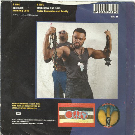 Afrika Bambaataa & F - Reckless - Used Vinyl Record 7" image 2