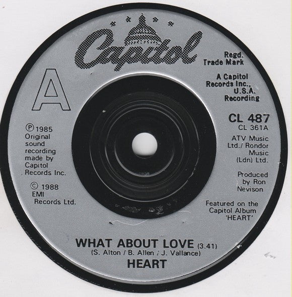 Heart - What About Love? - Used Vinyl Record 7" image 3