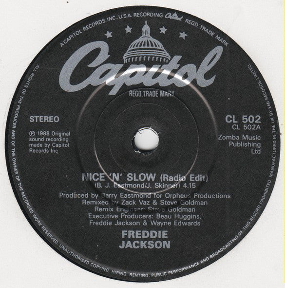 Freddie Jackson - Nice 'N' Slow - Used Vinyl Record 7" image 3