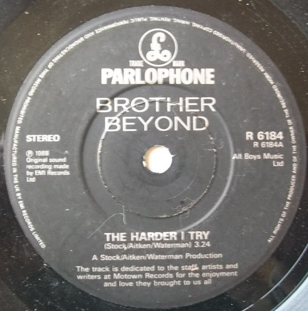 Brother Beyond - Harder I Try - Used Vinyl Record 7" image 7