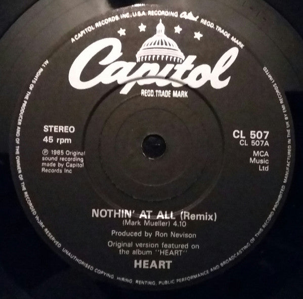 Heart - Nothin' At All - Used Vinyl Record 7" image 7