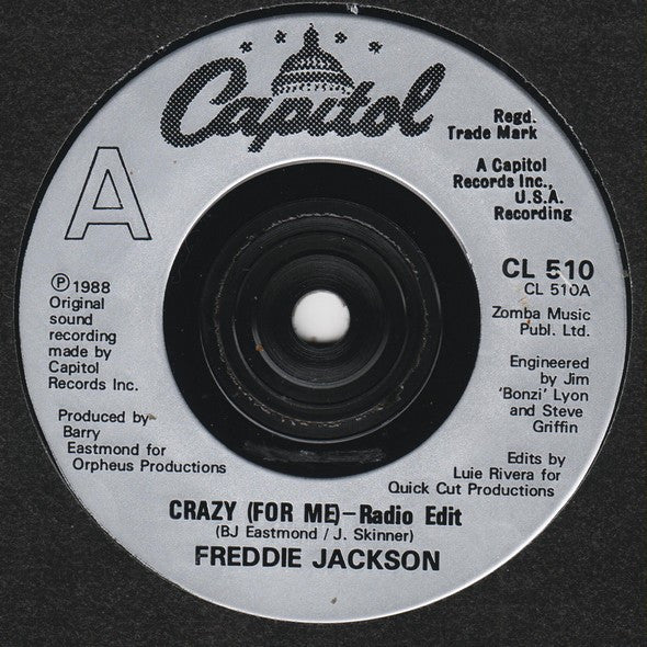 Freddie Jackson - Crazy (For Me) - Used Vinyl Record 7" image 3