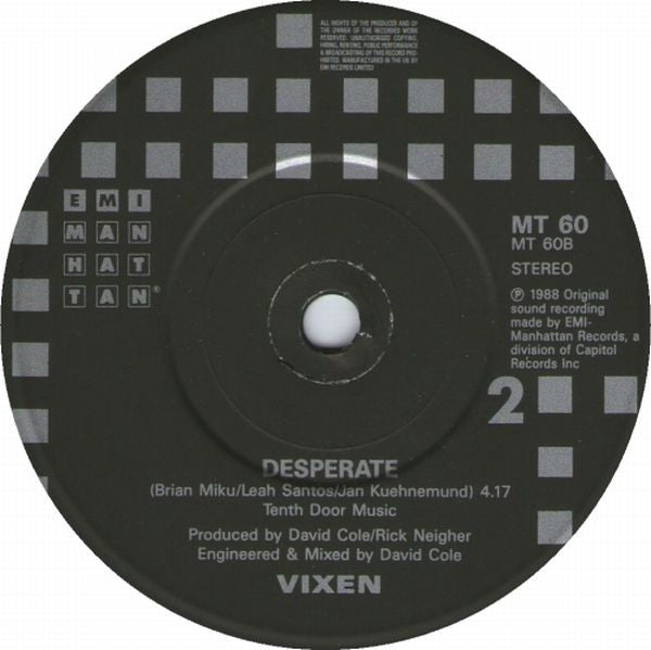 Vixen - Cryin' - Used Vinyl Record 7" image 4