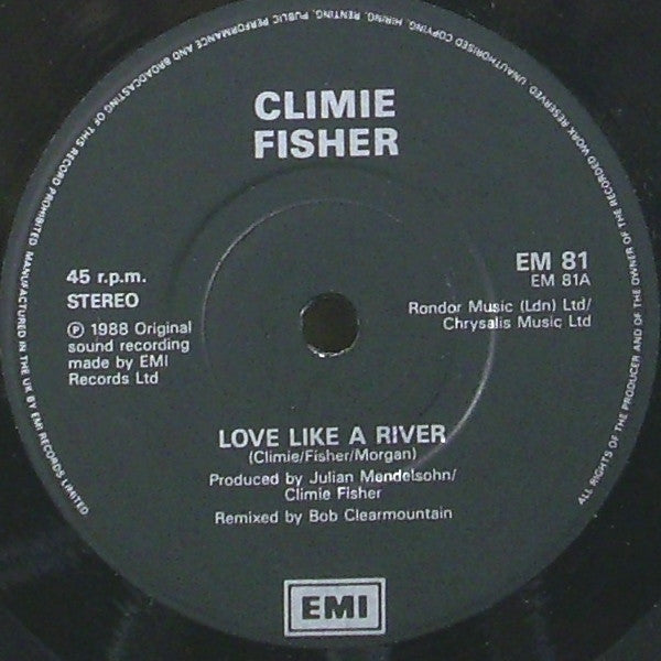 Climie Fisher - Love Like A River - Used Vinyl Record 7" image 3