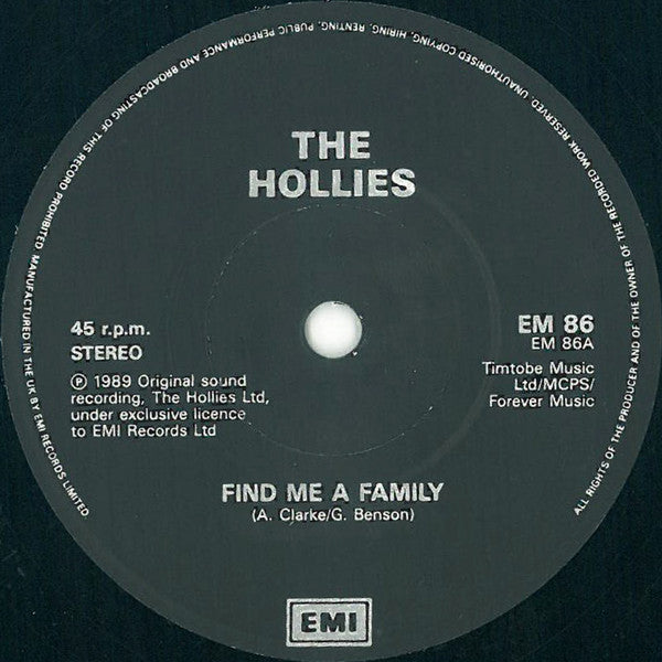 Hollies - Find Me A Family - Used Vinyl Record 7" image 3