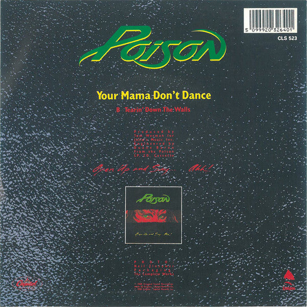 Poison - Your Mama Don't Dance - Used Vinyl Record 7" image 4