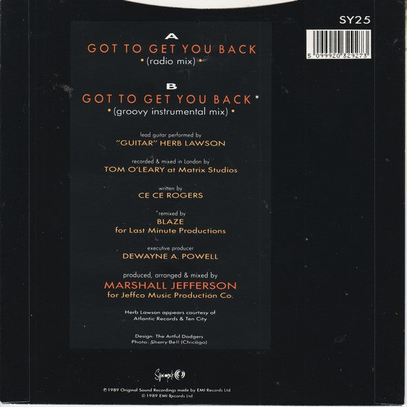 Kym Mazelle - Got To Get You Back - Used Vinyl Record 7" image 2