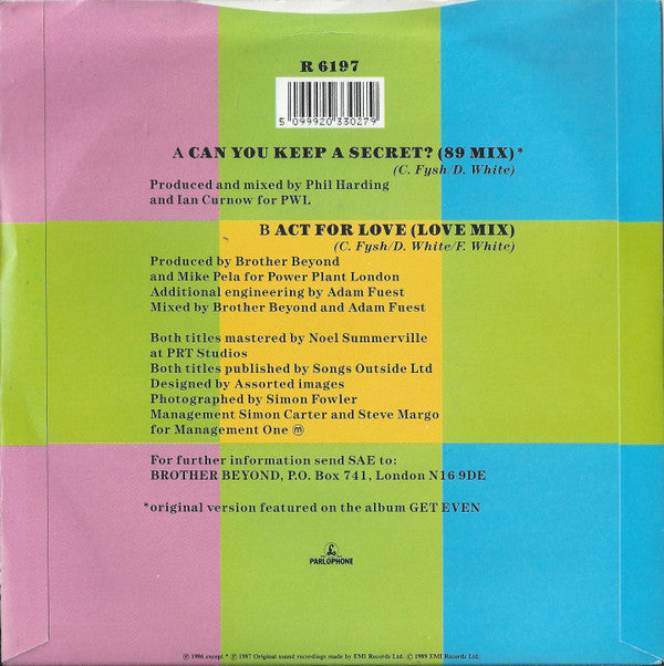 Brother Beyond - Can You Keep A Secret? - Used Vinyl Record 7" image 2