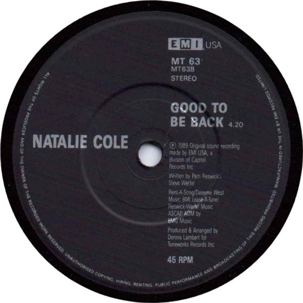 Natalie Cole - Miss You Like Crazy - Used Vinyl Record 7" image 4