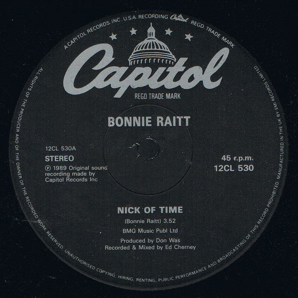 Bonnie Raitt - Nick Of Time - Used Vinyl Record 12" image 2