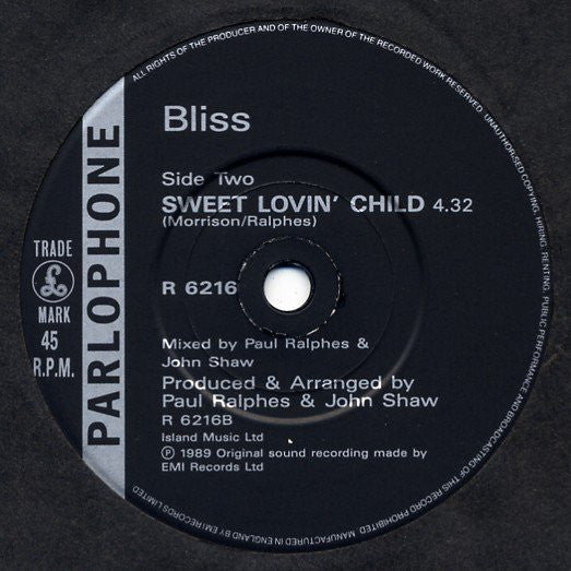 Bliss - Won't Let Go - Used Vinyl Record 7" image 4