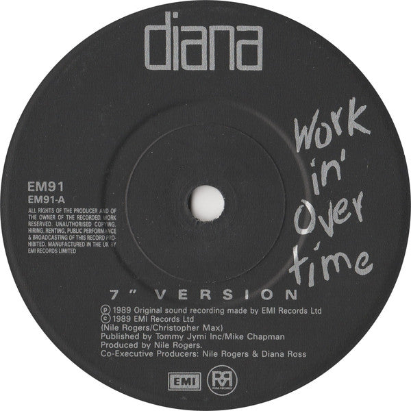 Diana Ross - Workin' Overtime - Used Vinyl Record 7" image 7