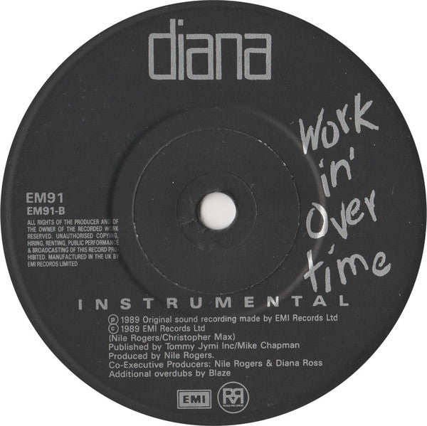 Diana Ross - Workin' Overtime - Used Vinyl Record 7" image 8