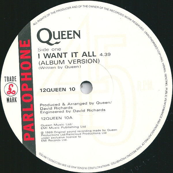 Queen - I Want It All - Used Vinyl Record 12" image 3