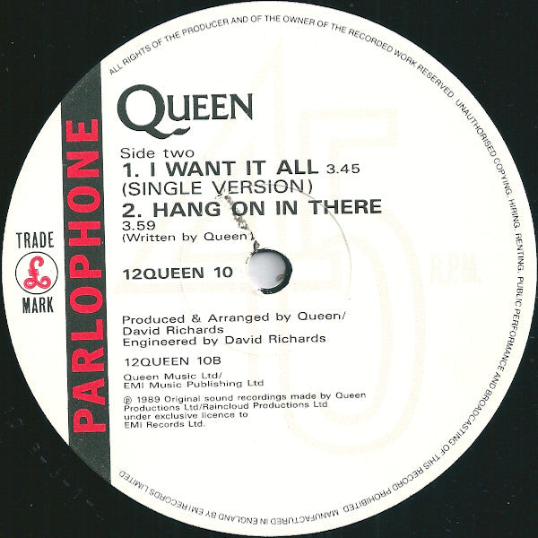 Queen - I Want It All - Used Vinyl Record 12" image 4