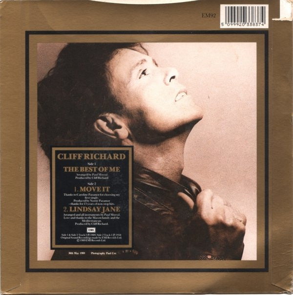 Cliff Richard - Best Of Me - Used Vinyl Record 7" image 2