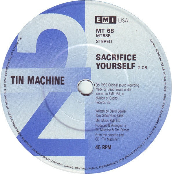 Tin Machine - Under The God - Used Vinyl Record 7" image 4