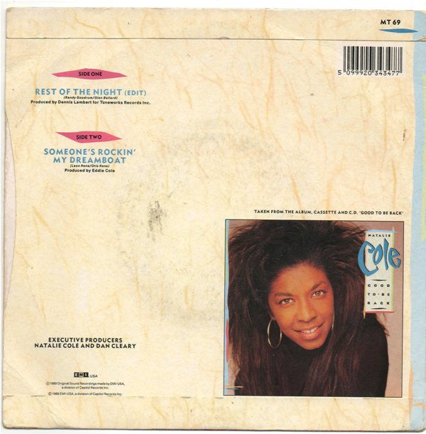 Natalie Cole - Rest Of The Night - Used Vinyl Record 7" image 2