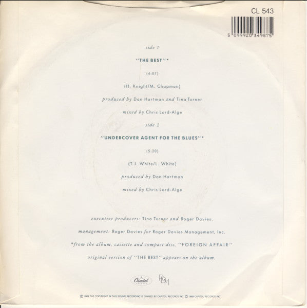 Tina Turner - Best - Used Vinyl Record 7" image 6