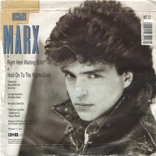 Richard Marx - Right Here Waiting - Used Vinyl Record 7" image 6